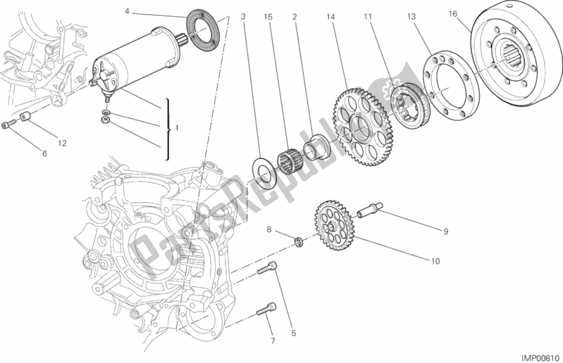 All parts for the Starting Motor of the Ducati Multistrada 1200 S Pikes Peak 2013
